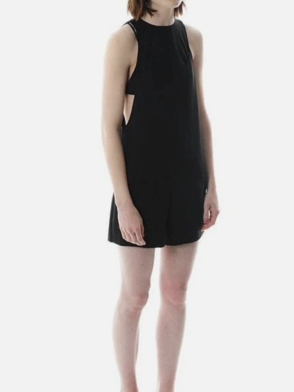 T ALEXANDER WANG 134079 Black 'Poly Crepe' Bra Strap Back Camisole Romper 6